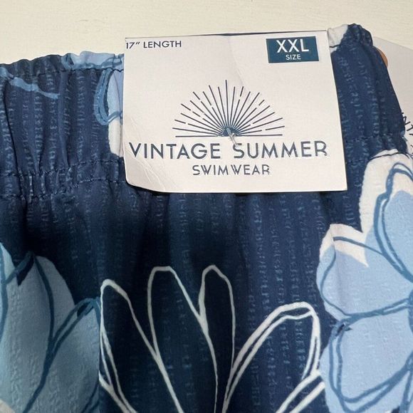 MENS Swim SHORTS W/ DAISY PRINT - NAVY - Picture 4 of 5